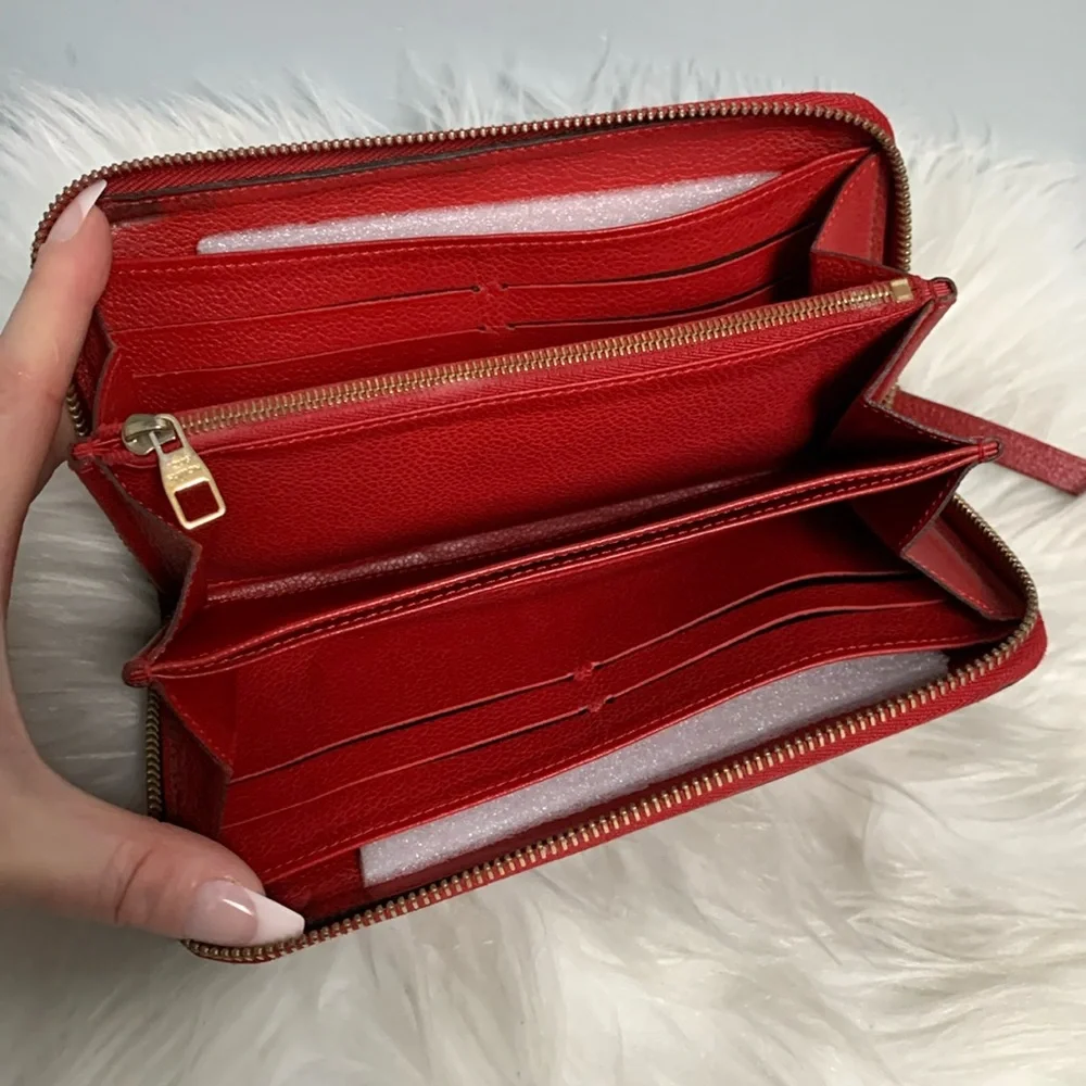 2015 authentic Louis Vuitton red empreinte leather zippy